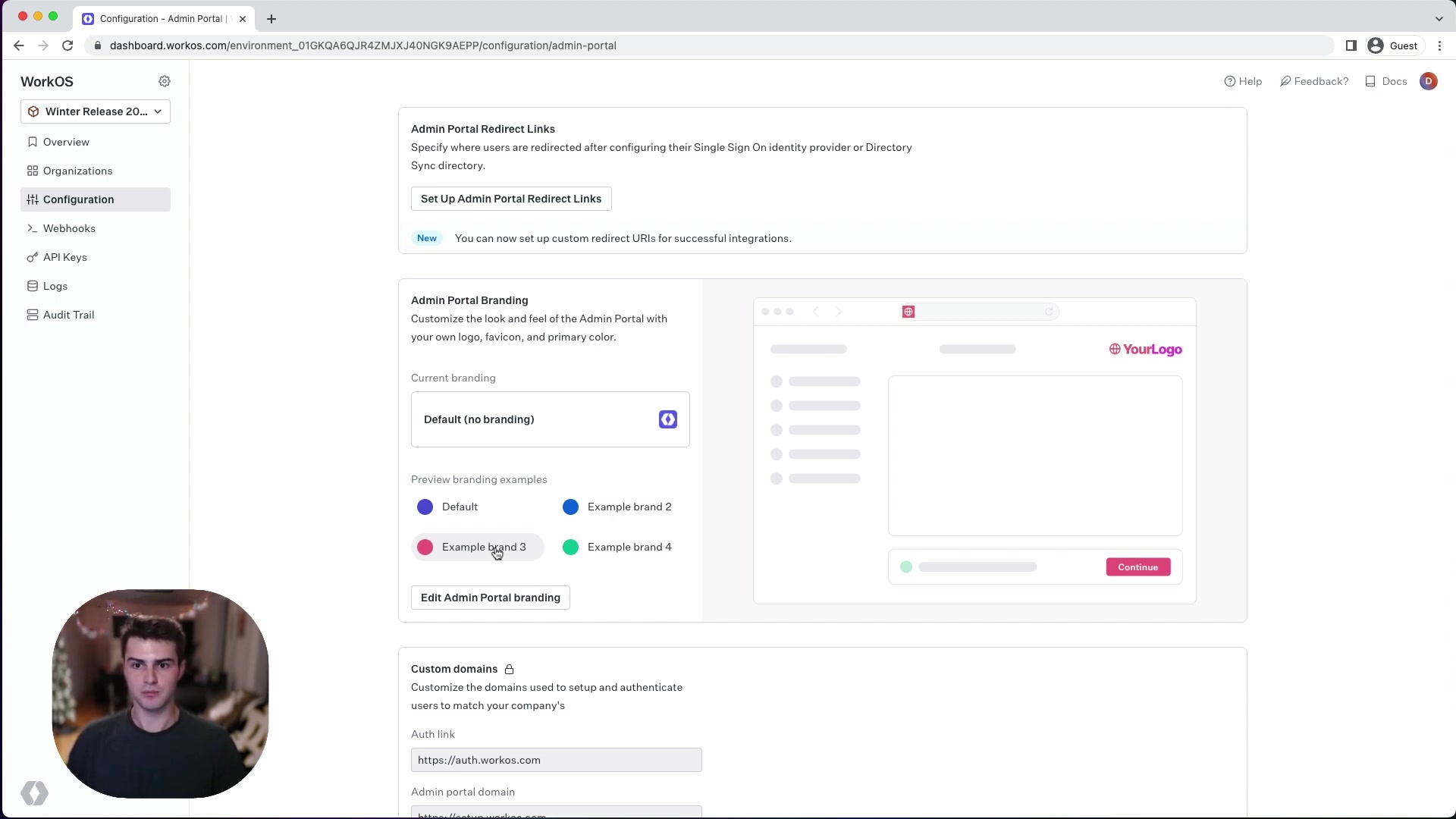 Edit branding modal