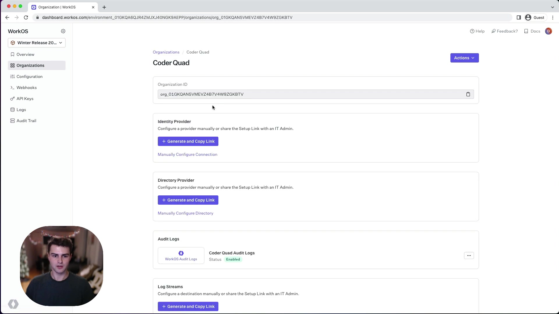 Organizations page